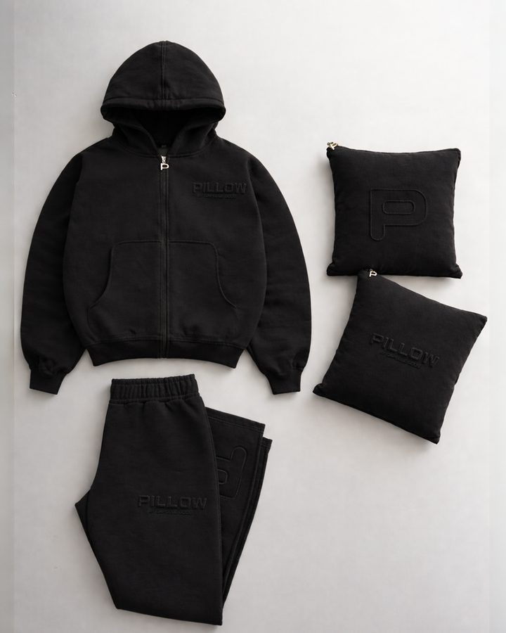 Pillow Fight 2.0 Black Unisex Tracksuit Set + Matching Case