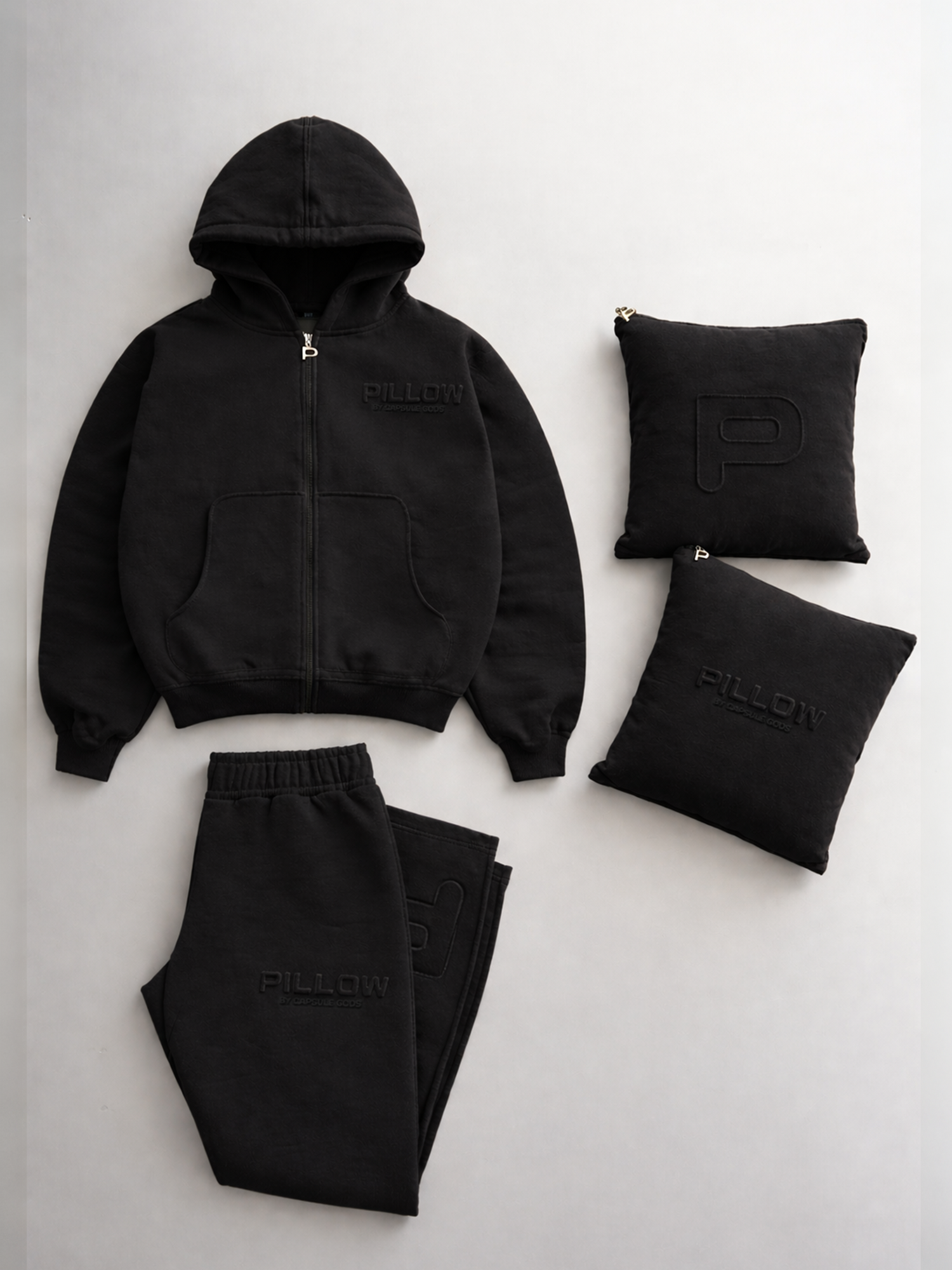 Pillow Fight 2.0 Black Unisex Tracksuit Set + Matching Case - capsulegodsshop