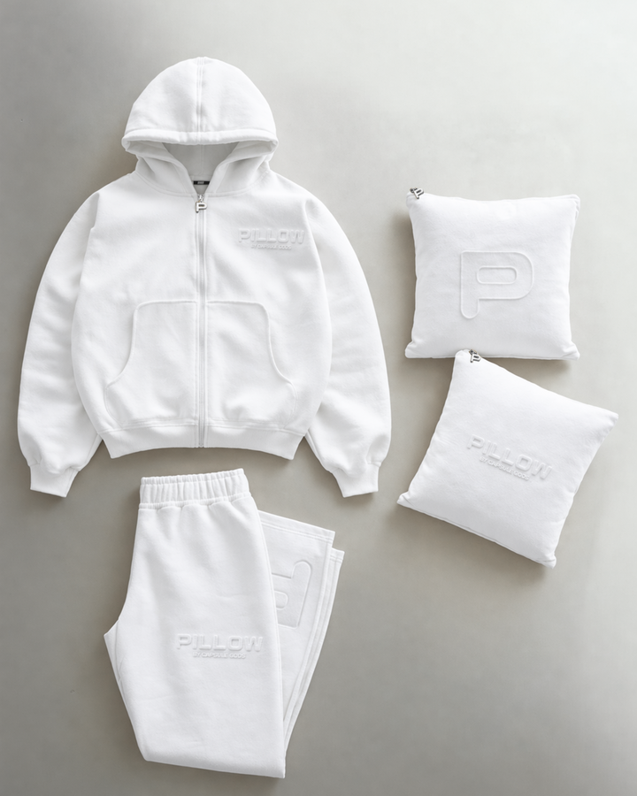 Snow Pillow 2.0 White Unisex Tracksuit Set + Matching Case