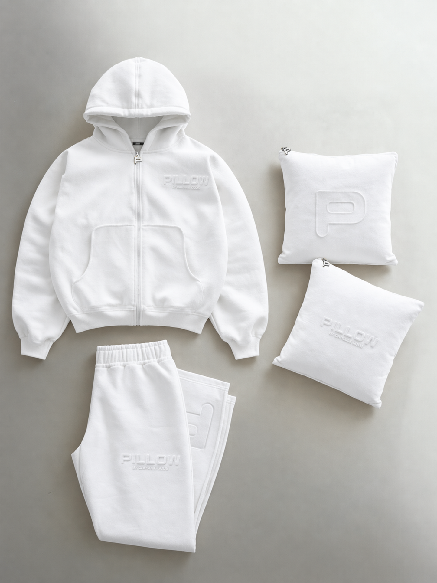 Snow Pillow 2.0 White Unisex Tracksuit Set + Matching Case - capsulegodsshop