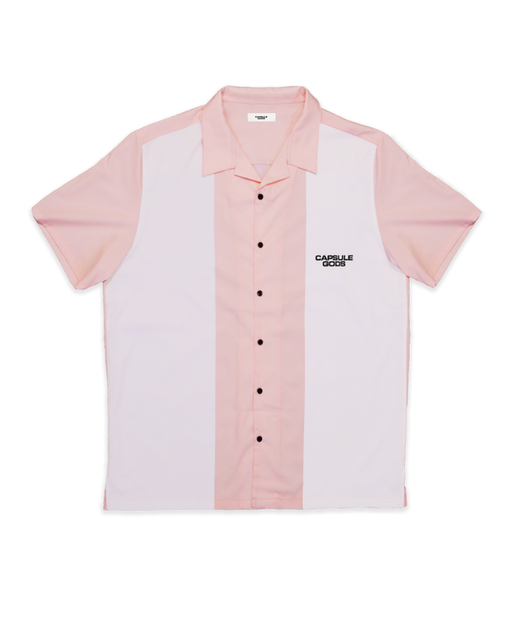 Rockabilly Light Pink-White Bowling Shirt - capsulegodsshop