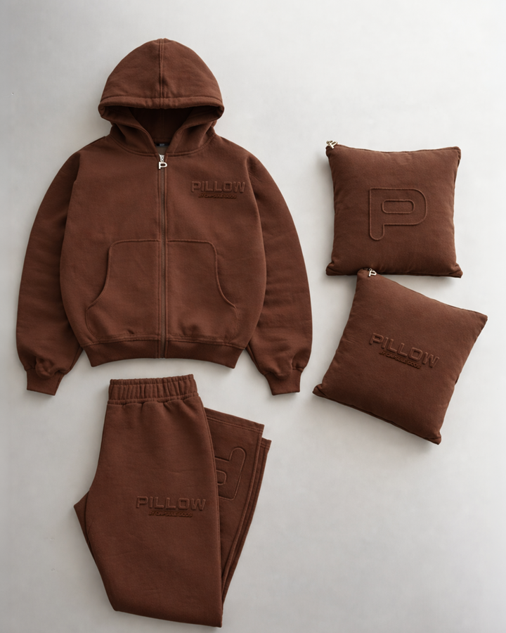 Chocolate Pillow 2.0 Brown Unisex Tracksuit Set + Matching Case