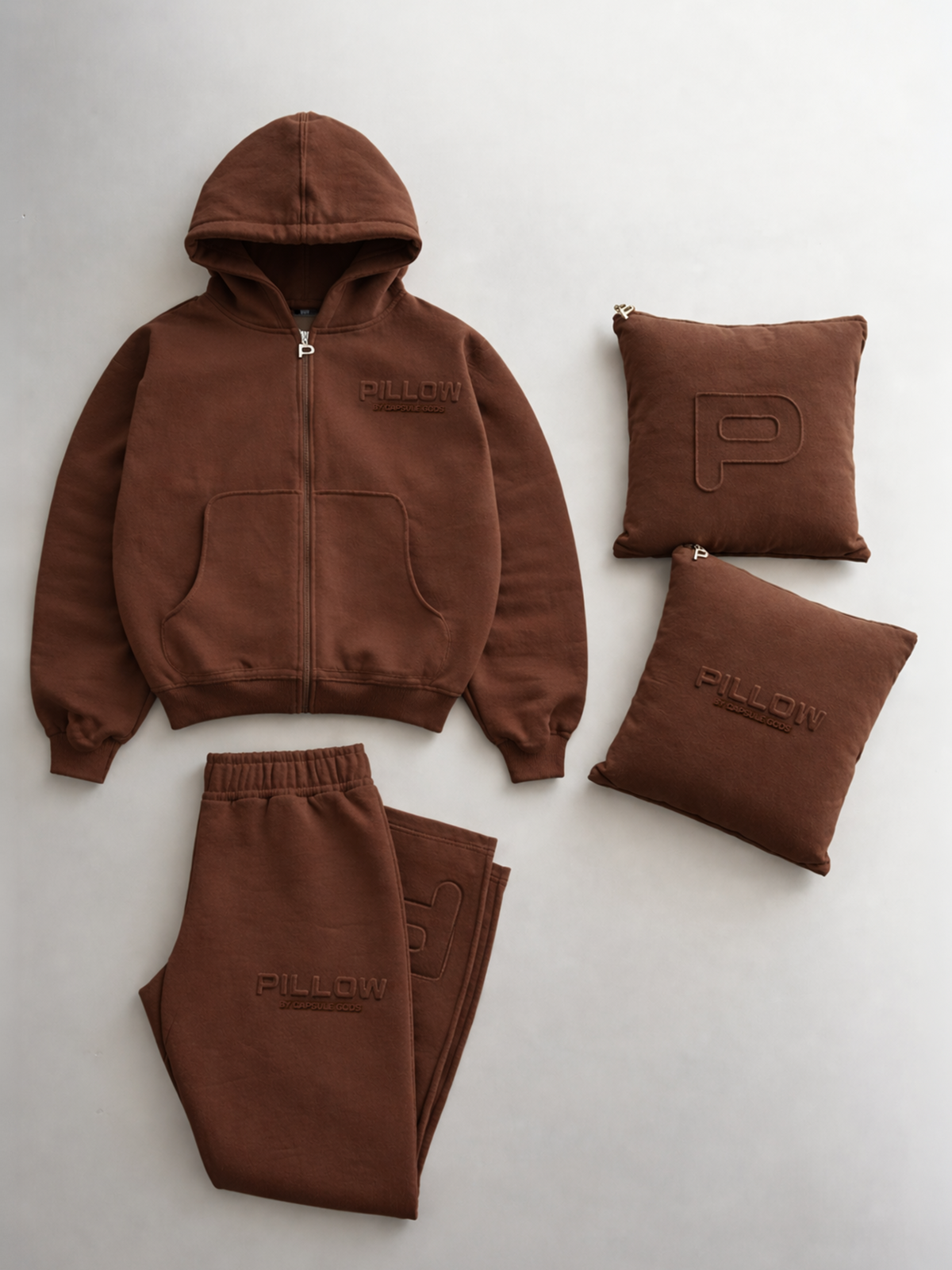 Chocolate Pillow 2.0 Brown Unisex Tracksuit Set + Matching Case