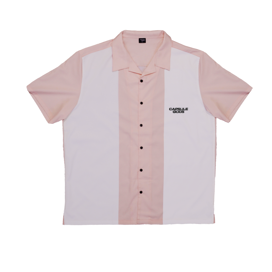 Rockabilly Light Pink-White Bowling Shirt - capsulegodsshop