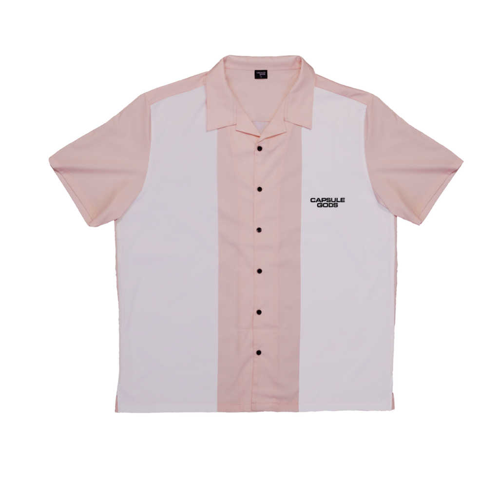 Rockabilly Light Pink-White Bowling Shirt - capsulegodsshop