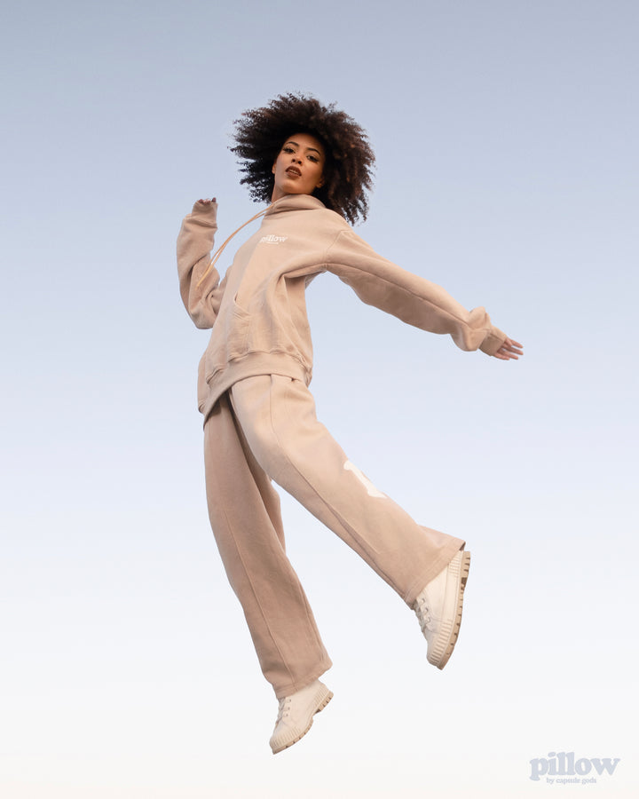 "Pillow Talk" Nude-White Tracksuit Set + Nude Pillow Case - capsulegodsshop
