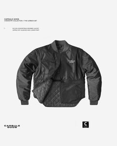 BOMBER JACKET "CARBONE" CONVERTIBLE IN BLACK - capsulegodsshop