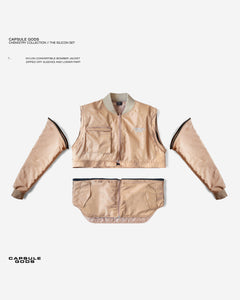 BOMBER JACKET "SILICON" CONVERTIBLE IN NUDE - capsulegodsshop