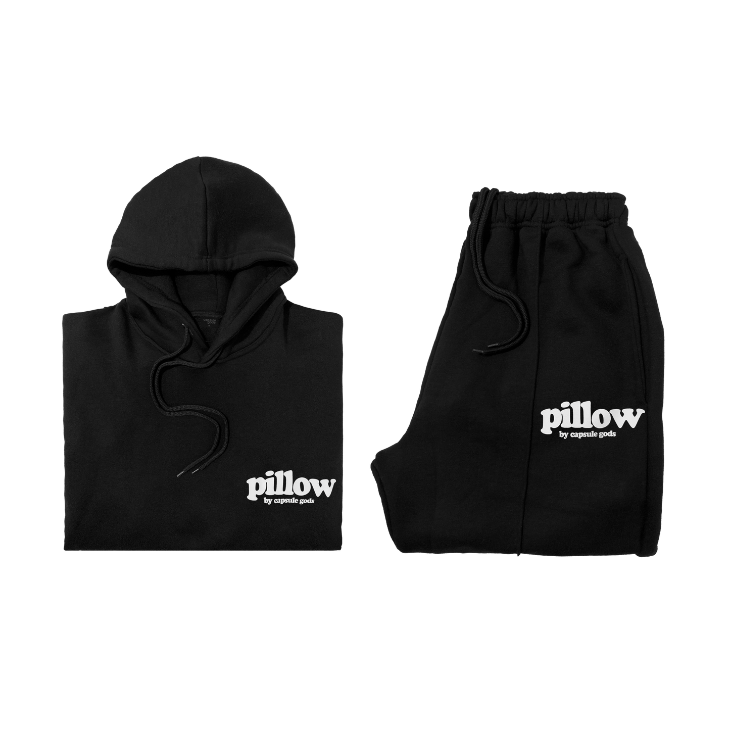 "Pillow Fight" Black-White Tracksuit Set + Black Pillow Case - capsulegodsshop